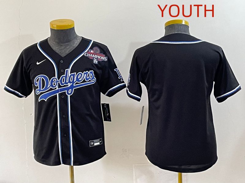 Youth 2025 Los Angeles Dodgers Blank Black Three generations Fashion Nike MLB Jersey style 4->youth mlb jersey->Youth Jersey